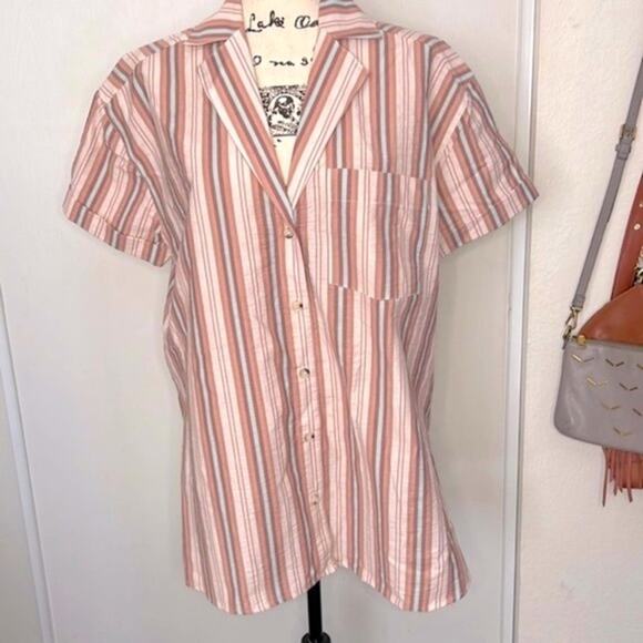 NEW! Free People Printed Poolside Boyfriend Shirt Size Small - Picture 9 of 9